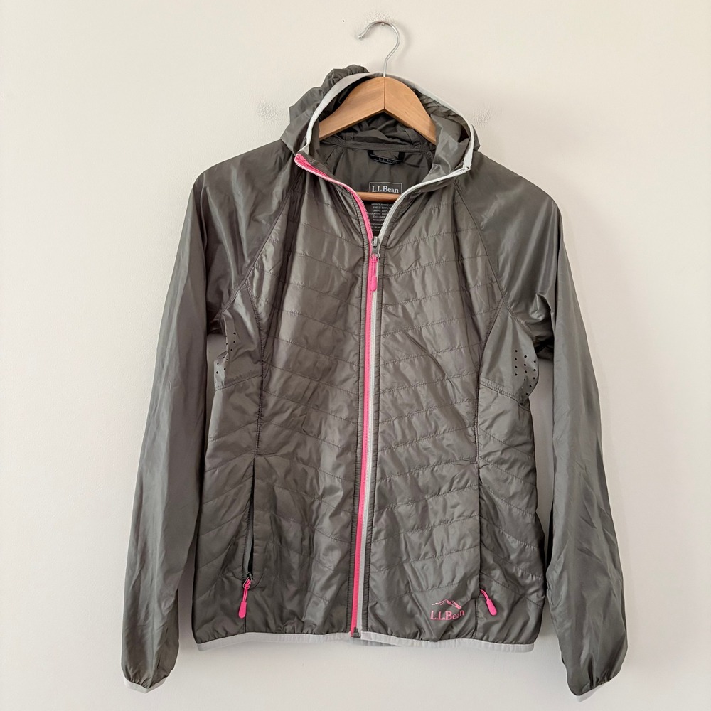 L.L.Bean Jacket Hooded Insulated XS Olive Pink Lightweight Packable295918